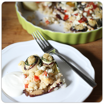 Zucchini Auberginen Couscous Gratin