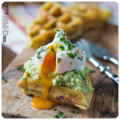 Kartoffelwaffeln Guacamole pochiertes Ei