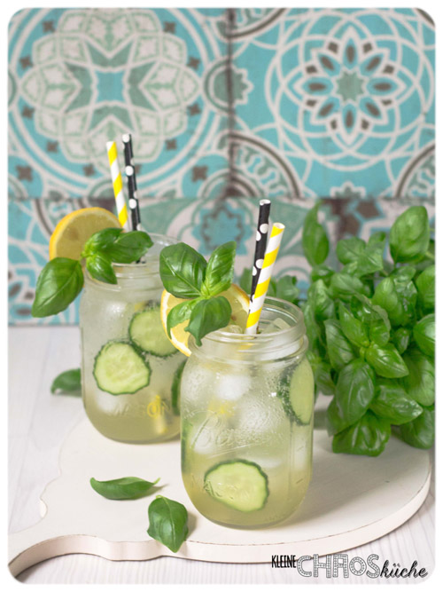 Gurken Basilikum Sirup - Gurkenlimo - Gurken Basilikum Limonade - Cucumber Basil Lemonade