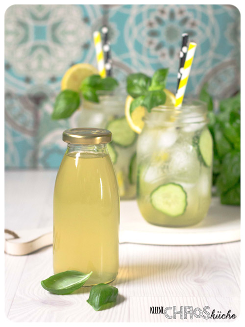 Gurken Basilikum Sirup - Gurkenlimo - Gurken Basilikum Limonade - Cucumber Basil Lemonade
