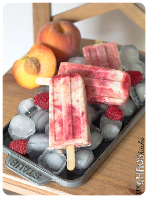 Pfirsich Melba Eis Popsicles