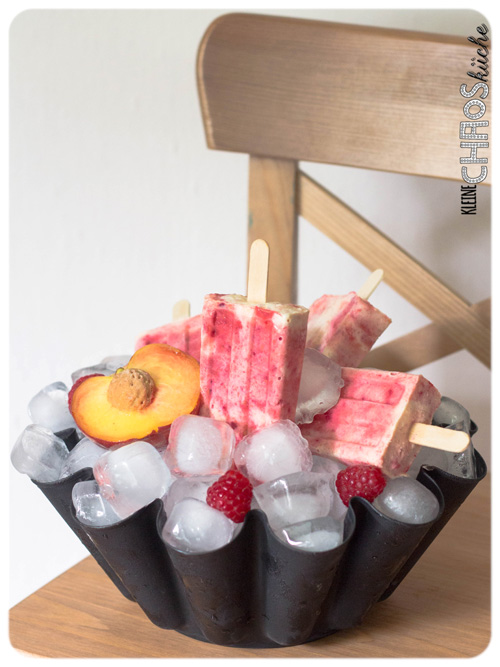 Pfirsich Melba Eis Popsicles