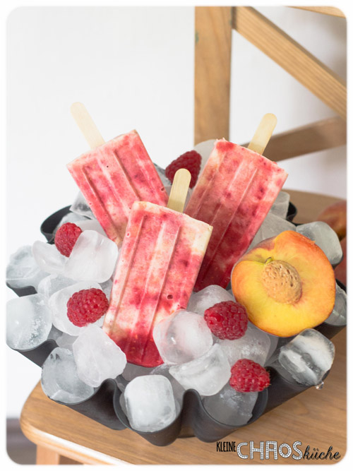 Pfirsich Melba Eis Popsicles